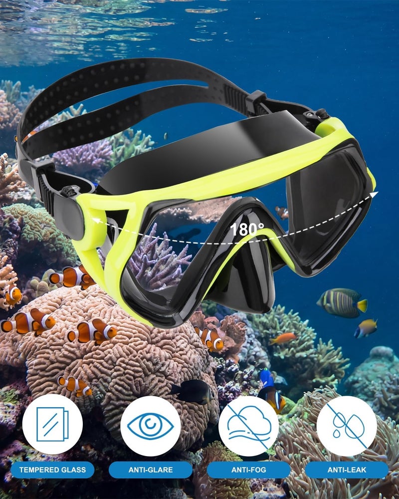 DIPUKI Snorkeling Gear for Adults, Dry Snorkel Mask Set, Scuba Diving Snorkle mask Set Adult, Panoramic Wide View Anti-Fog Dive mask, Swimming Diving Snorkeling Packages - Image 3
